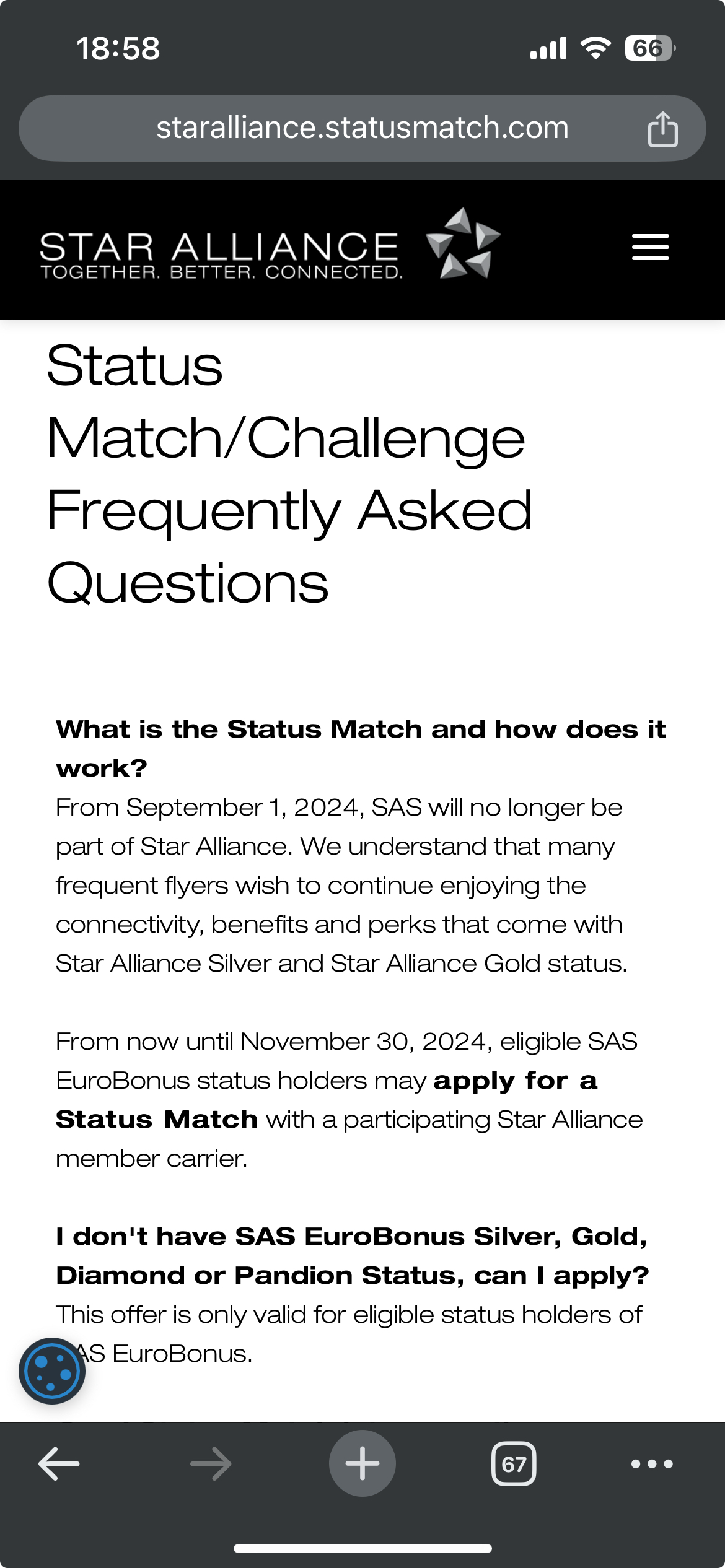 Star Alliance Status Match FAQ.png